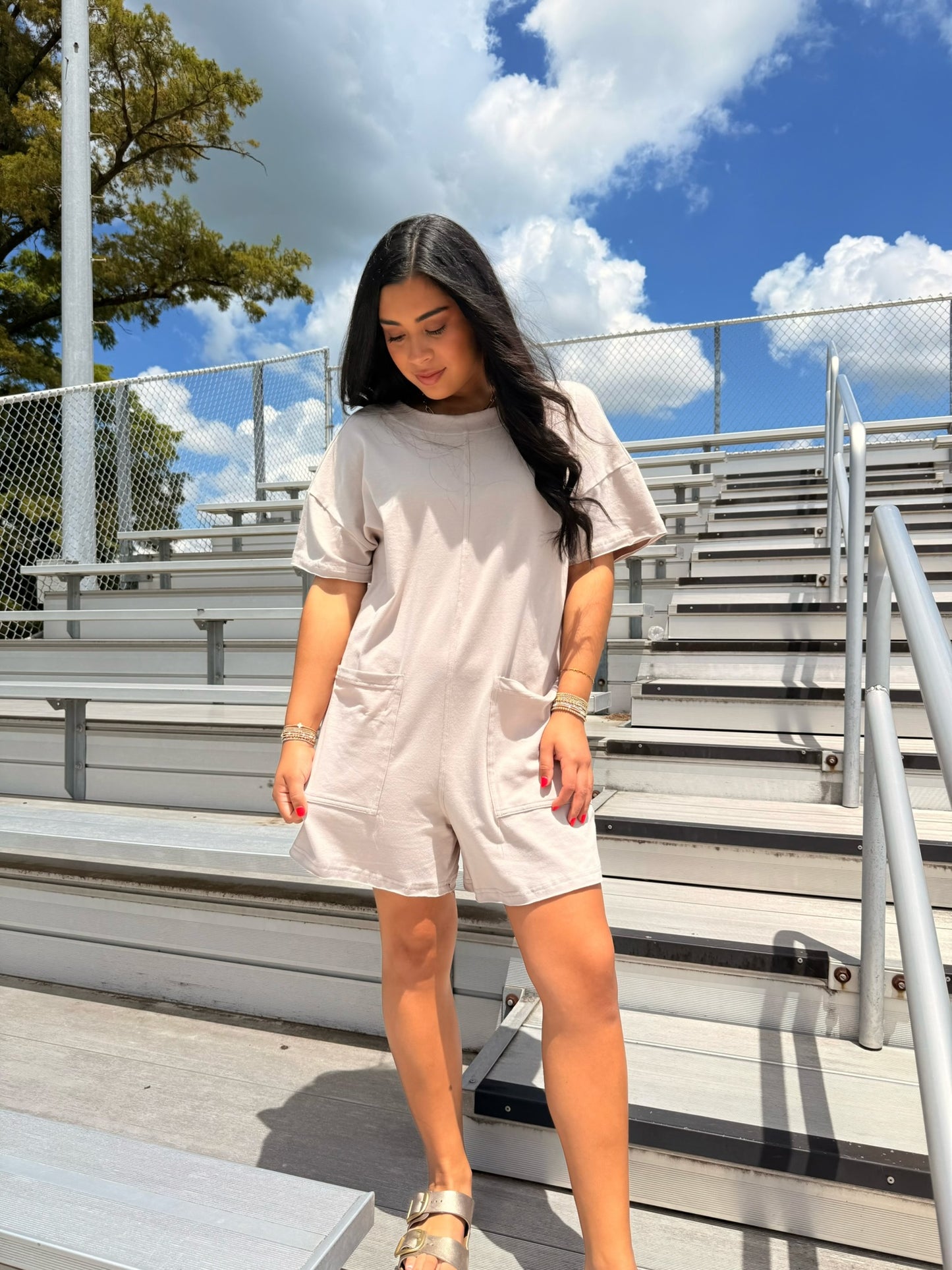Summer Tee Romper Taupe