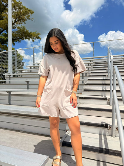 Summer Tee Romper Taupe