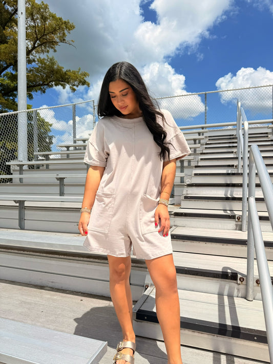 Summer Tee Romper Taupe