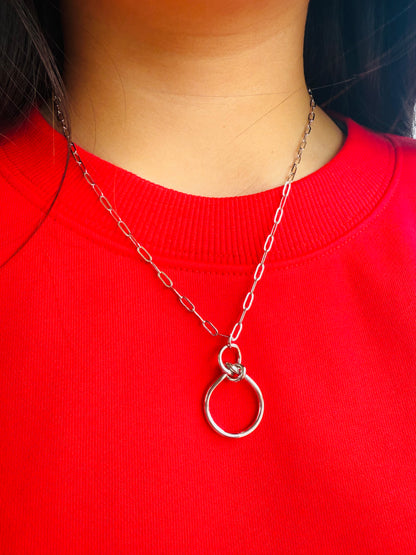 rho Silver Knotted Circle Necklace