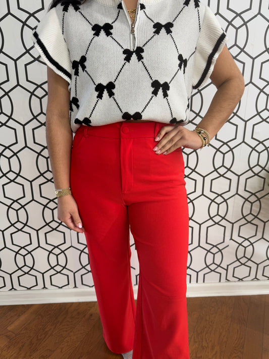 Red Straight Leg Pant