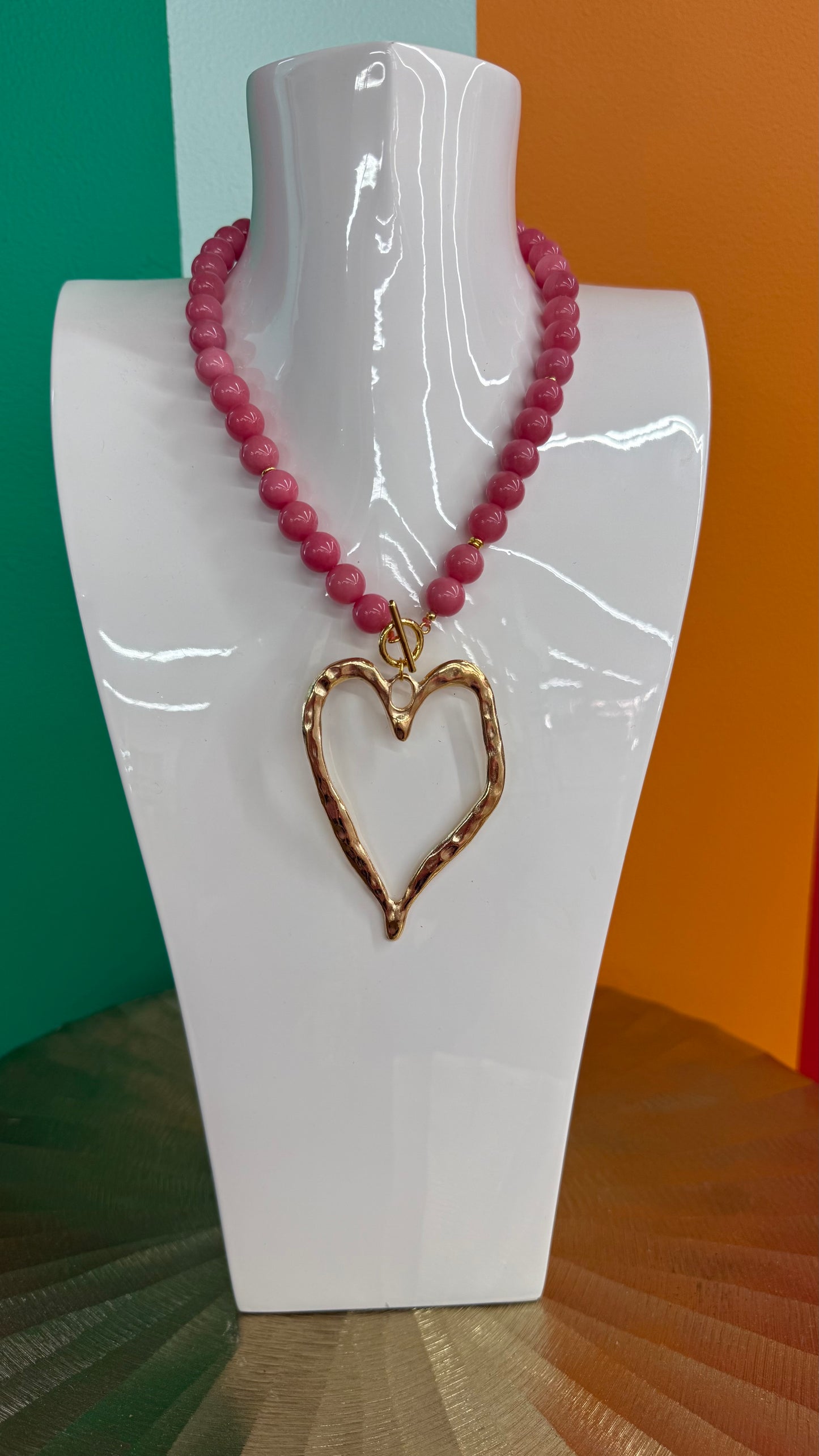 HD Beaded Heart Charm Necklace