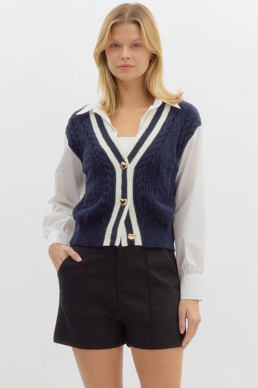 Navy Sweater Vest Shirt