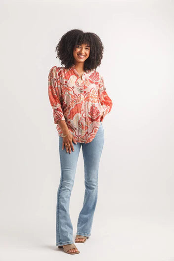 Papillon Printed Button Front Pink