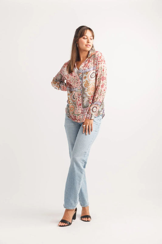 Papillon Pink Floral Lightweight Sweater