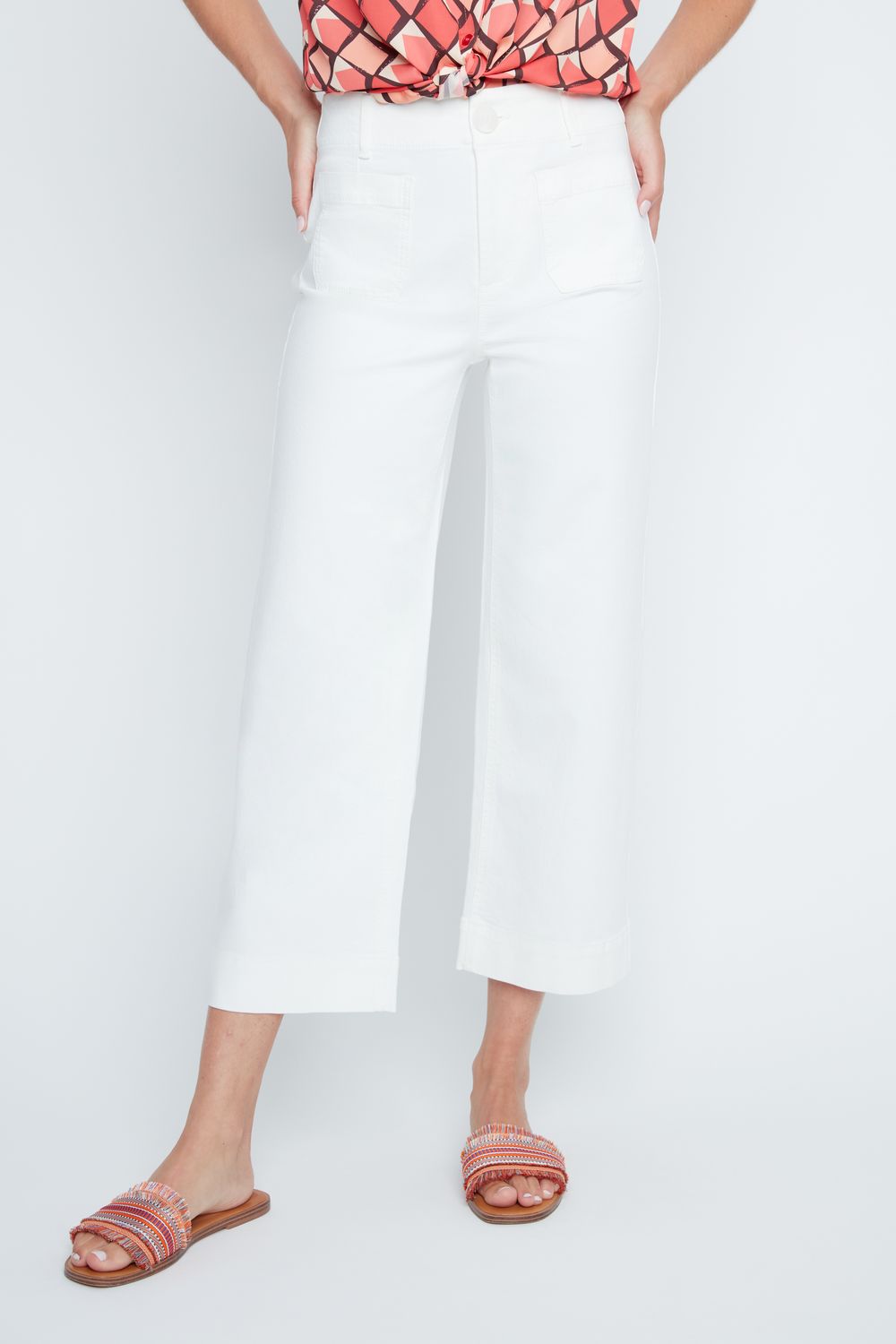 Renuar Stretch Flat Front Pants Cream