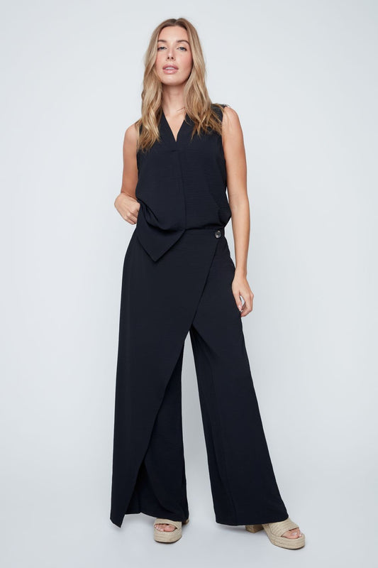 Renuar Set Black Sleeveless V and Flowy Pant