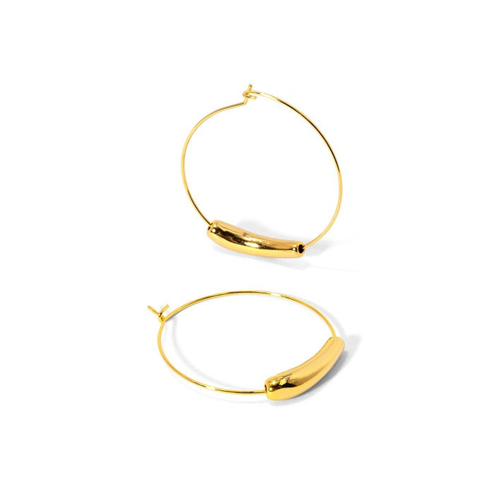 rho Slim Bar Hoop Earrings Gold