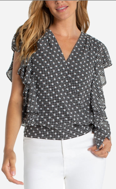 Liverpool Black/White Ruffle Top