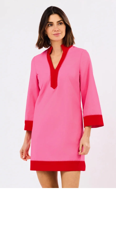 Mary Square Dress Brenda Pink/Red