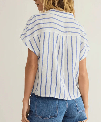 Parallel Button Down Top Palace Blue