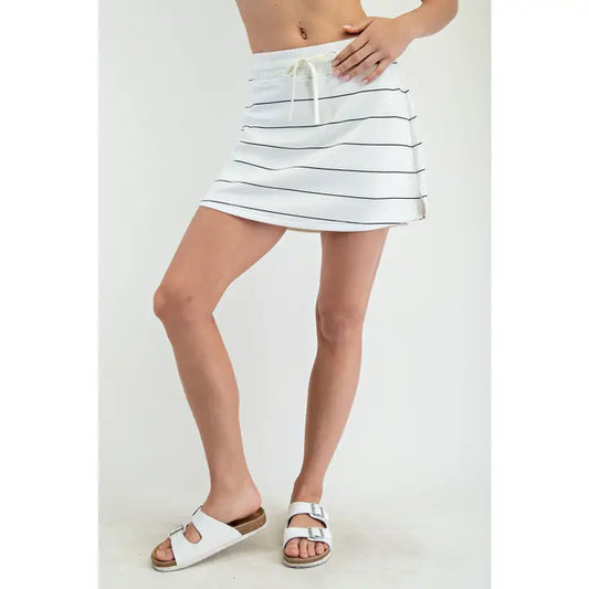 Rae Mode White w/Black Stripes Skort