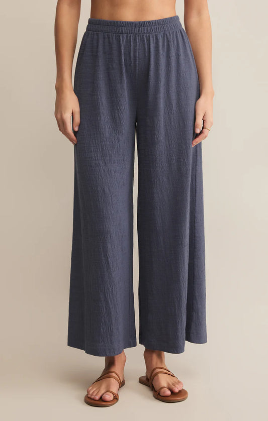 Sloane Textured Slub Pant Worn Blue