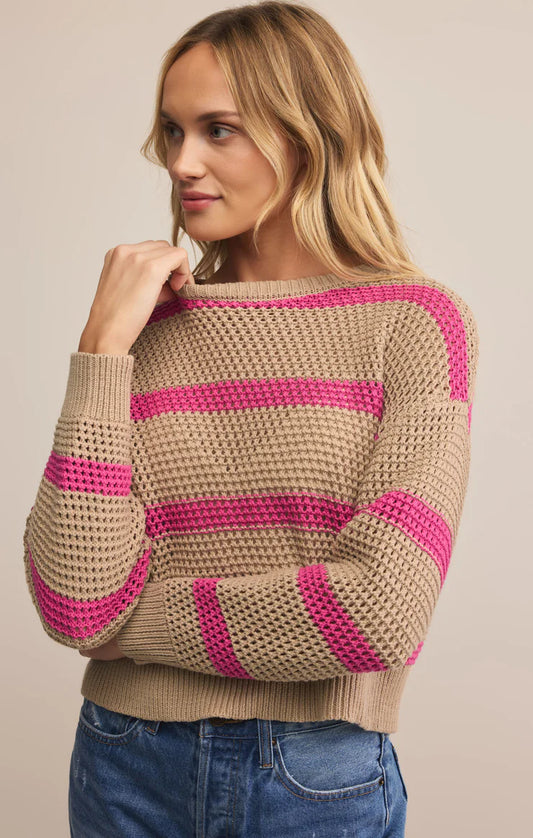 Broadbeach Striped Sweater Biscuit
