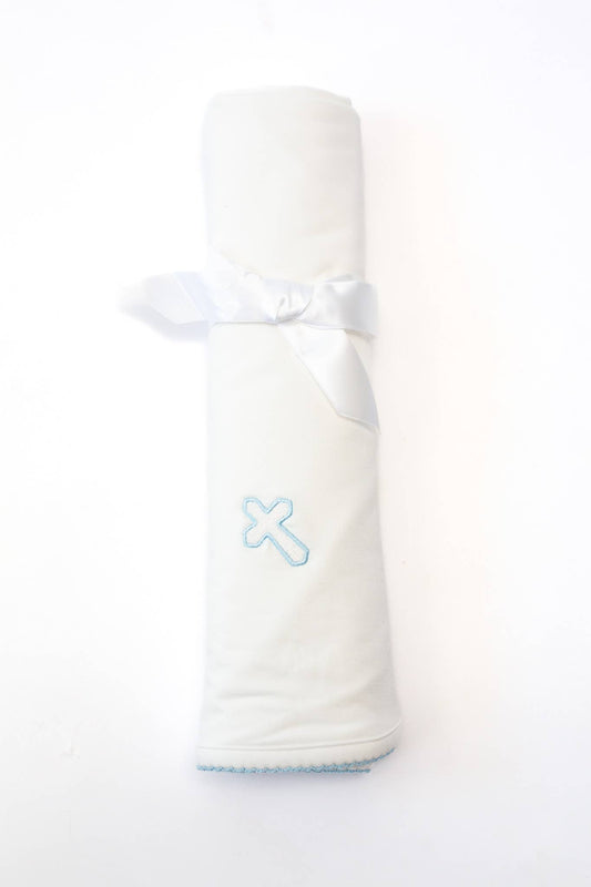 Blue Cross Embroidered Blanket