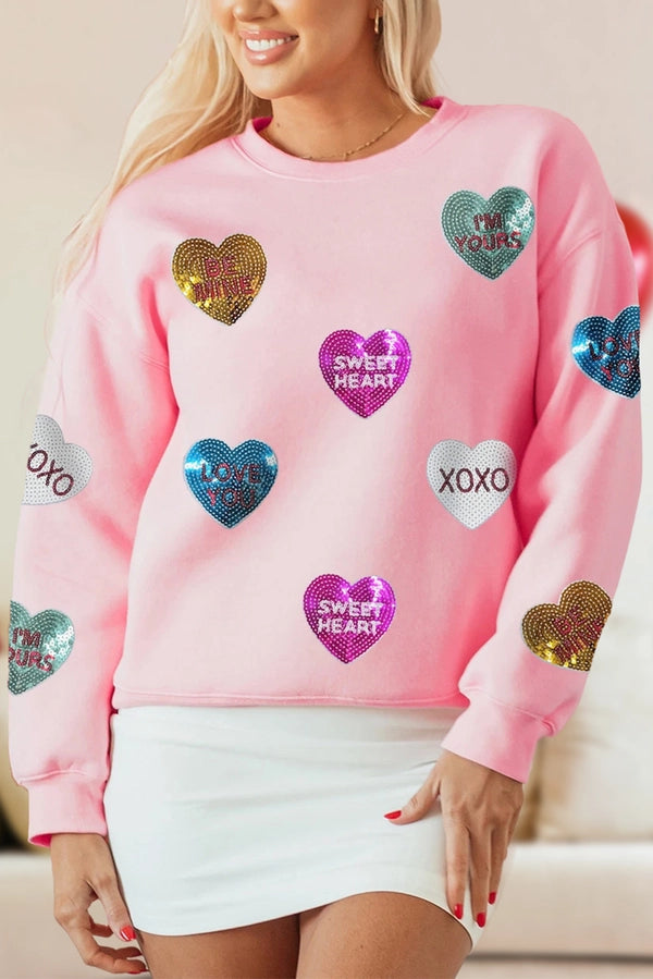 Sequin Candy Heart Sweatshirt