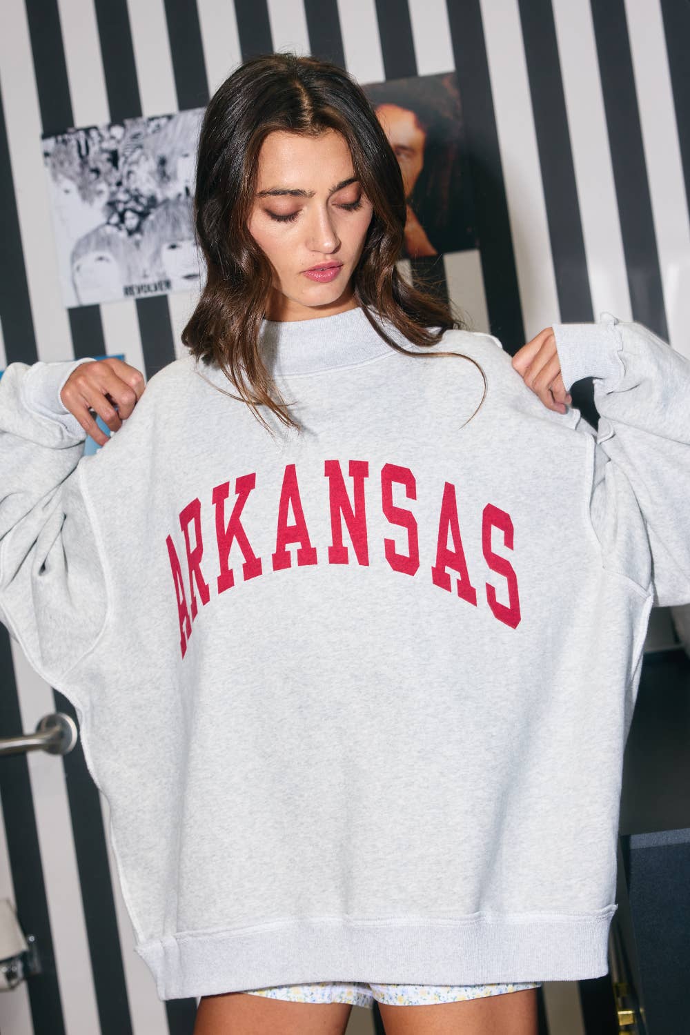 ARKANSAS & AR Reverse Sweatshirt Gray