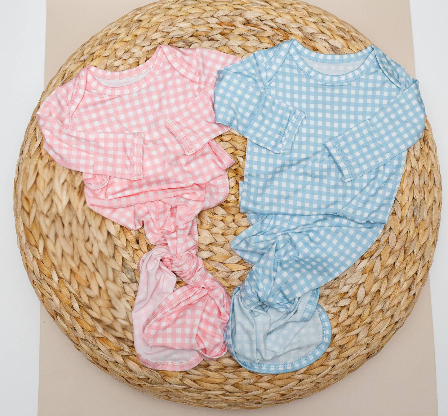 Pink Gingham (Spring/Easter) Knotted Infant Gown: 0-3 mo