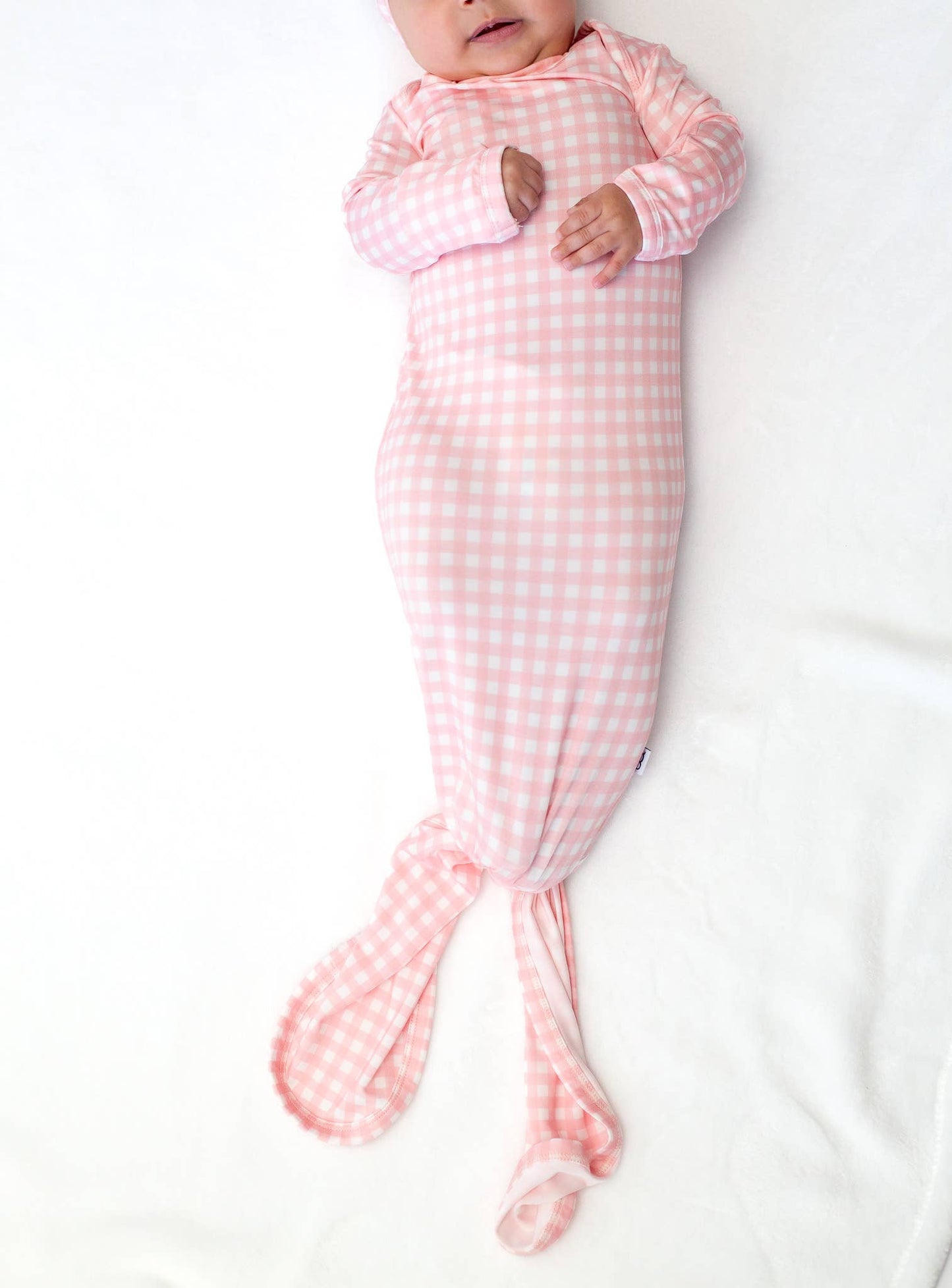 Pink Gingham (Spring/Easter) Knotted Infant Gown: 0-3 mo