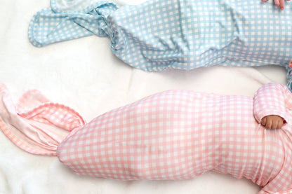 Pink Gingham (Spring/Easter) Knotted Infant Gown: 0-3 mo