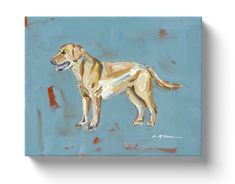 Yellow Lab Canvas Blue 10X8