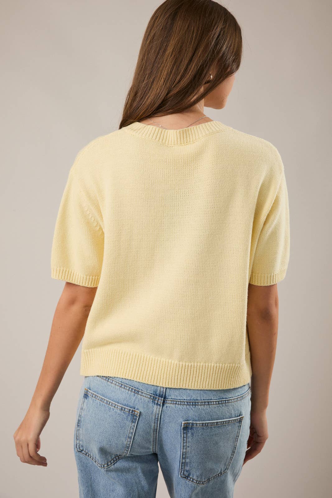 Le-Lis SHORT SLEEVE CARDIGAN: LT BLUE