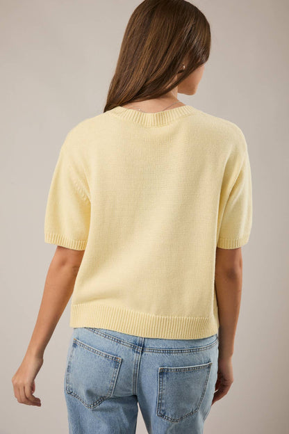 Le-Lis SHORT SLEEVE CARDIGAN: LT BLUE