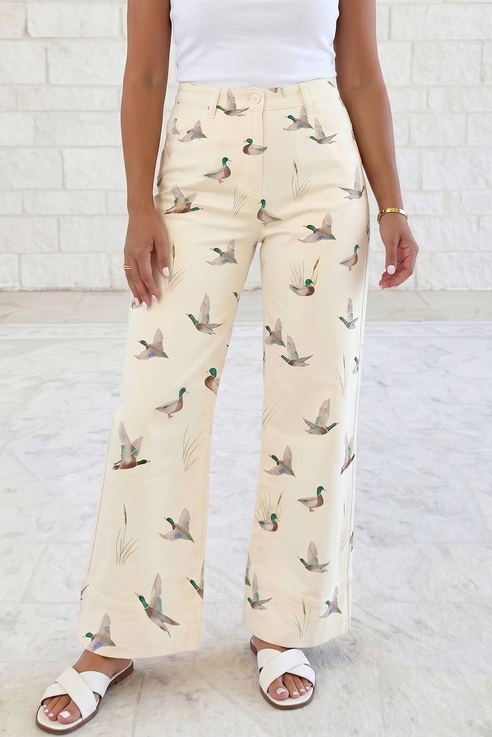 Mallard Duck Print Denim Pant