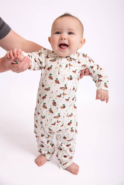 Mallard Ducks Polo Romper: 3-6mo