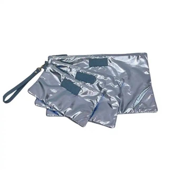 The Carly Trio Wristlet Bags Frosted Blue in 2/1