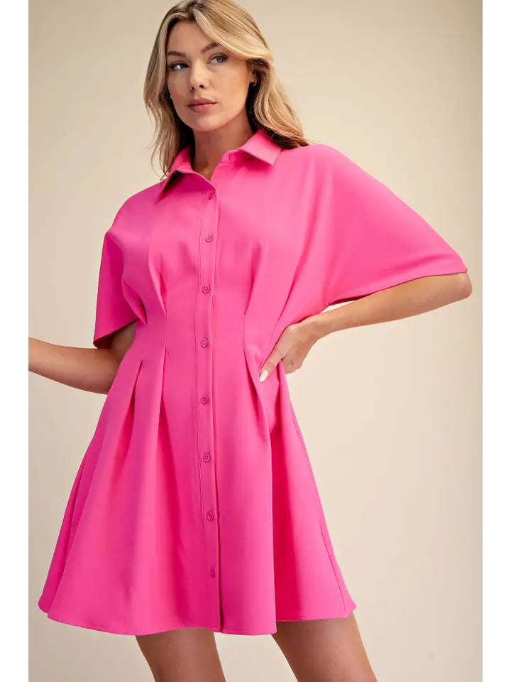 Glam Pink Cinch Waist Dress