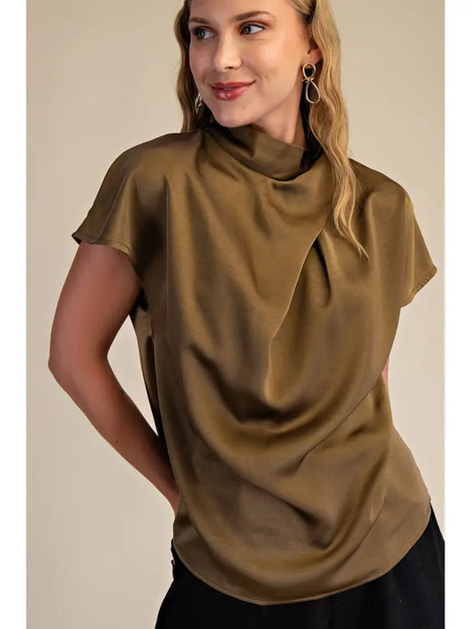 Glam Cross Mock Neck Olive