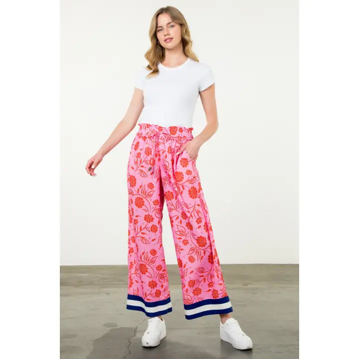 THML Flower Print Wide Leg Pant