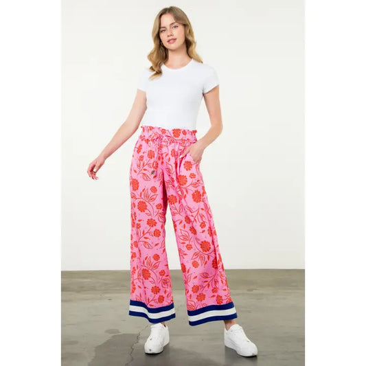 THML Flower Print Wide Leg Pant