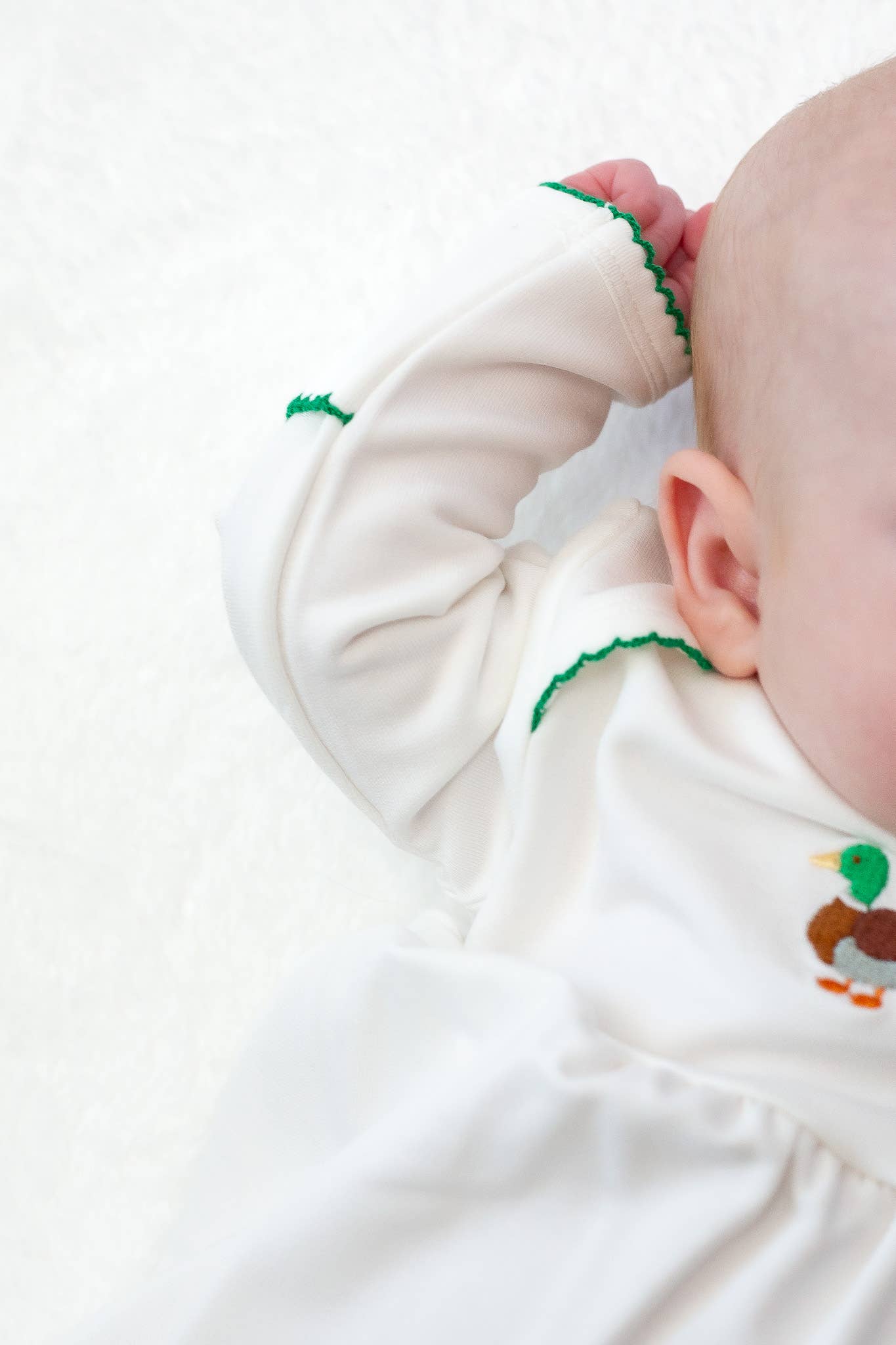 Pip Embroidered Gown - Mallard Duck: NB