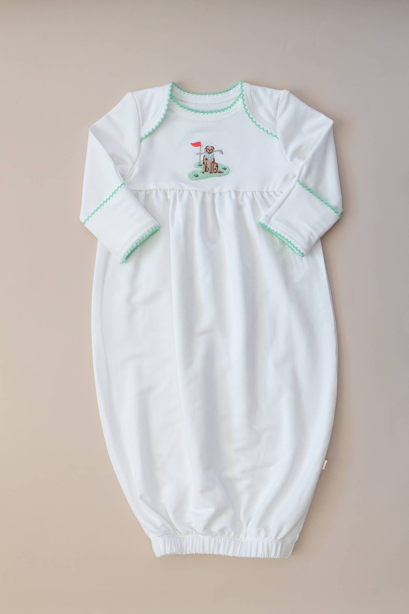 Pip Embroidered Gown - Golf Dog: 0-3 mo