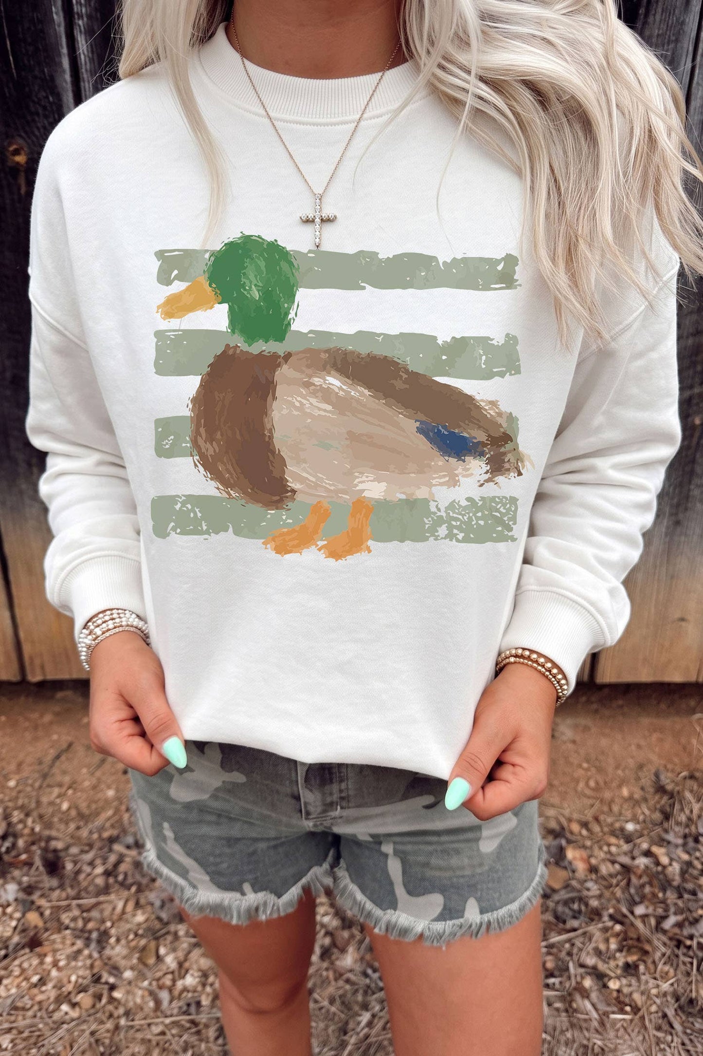 Duck Watercolor Pullover Sweatshirt