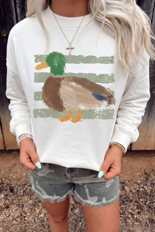 Duck Watercolor Pullover Sweatshirt