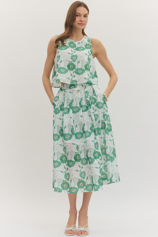 Entro Green Floral Eyelet Set
