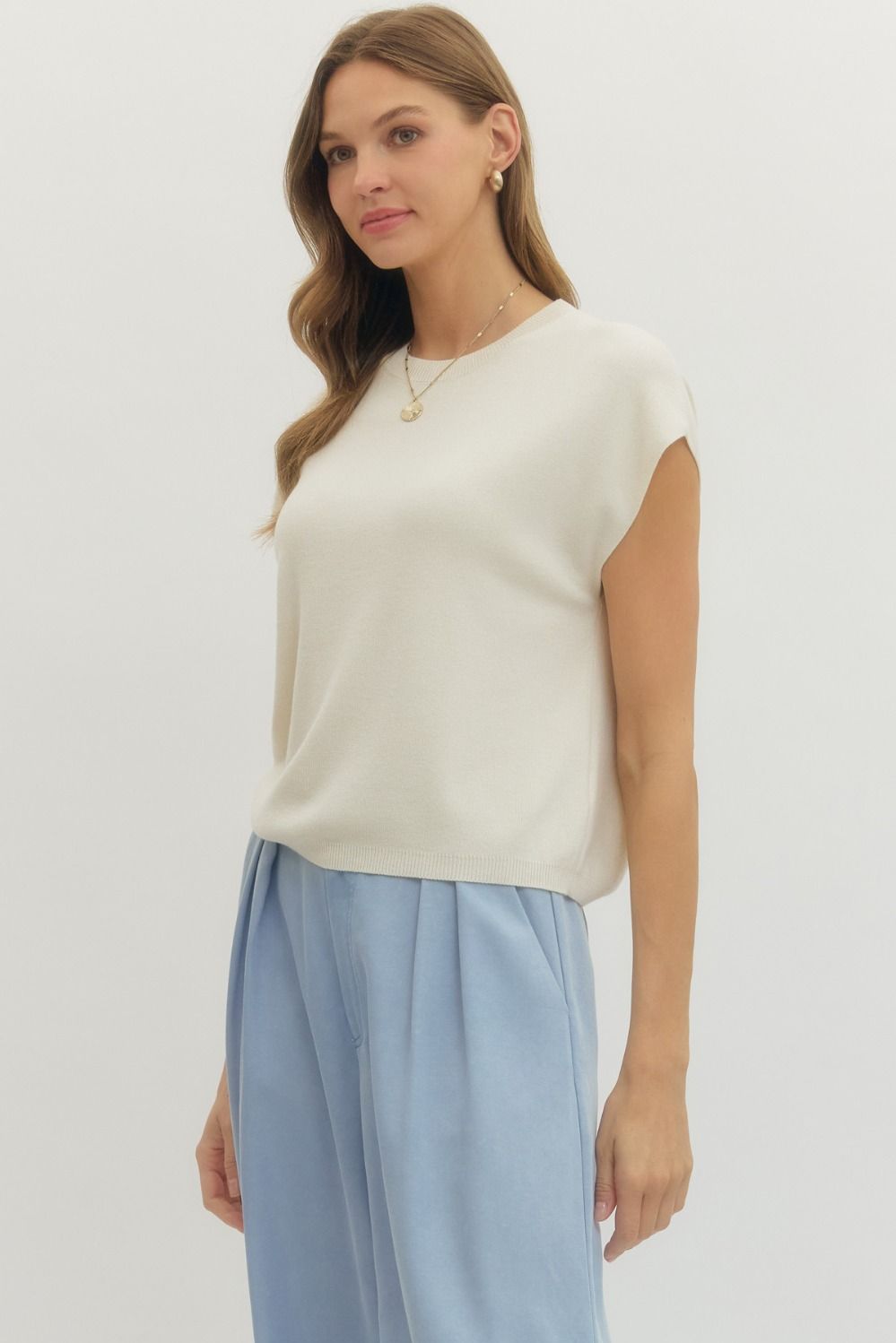 Entro Ivory Cap Sleeve Top