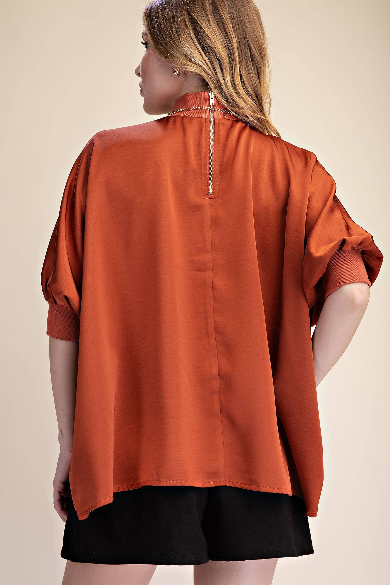 Mock Neck Oversized Top Rust