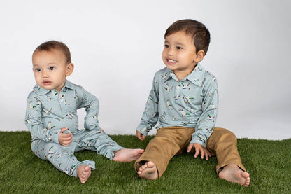 Goosies Mallards / Ducks - Long Sleeve Polo Romper: 6-12 MONTH
