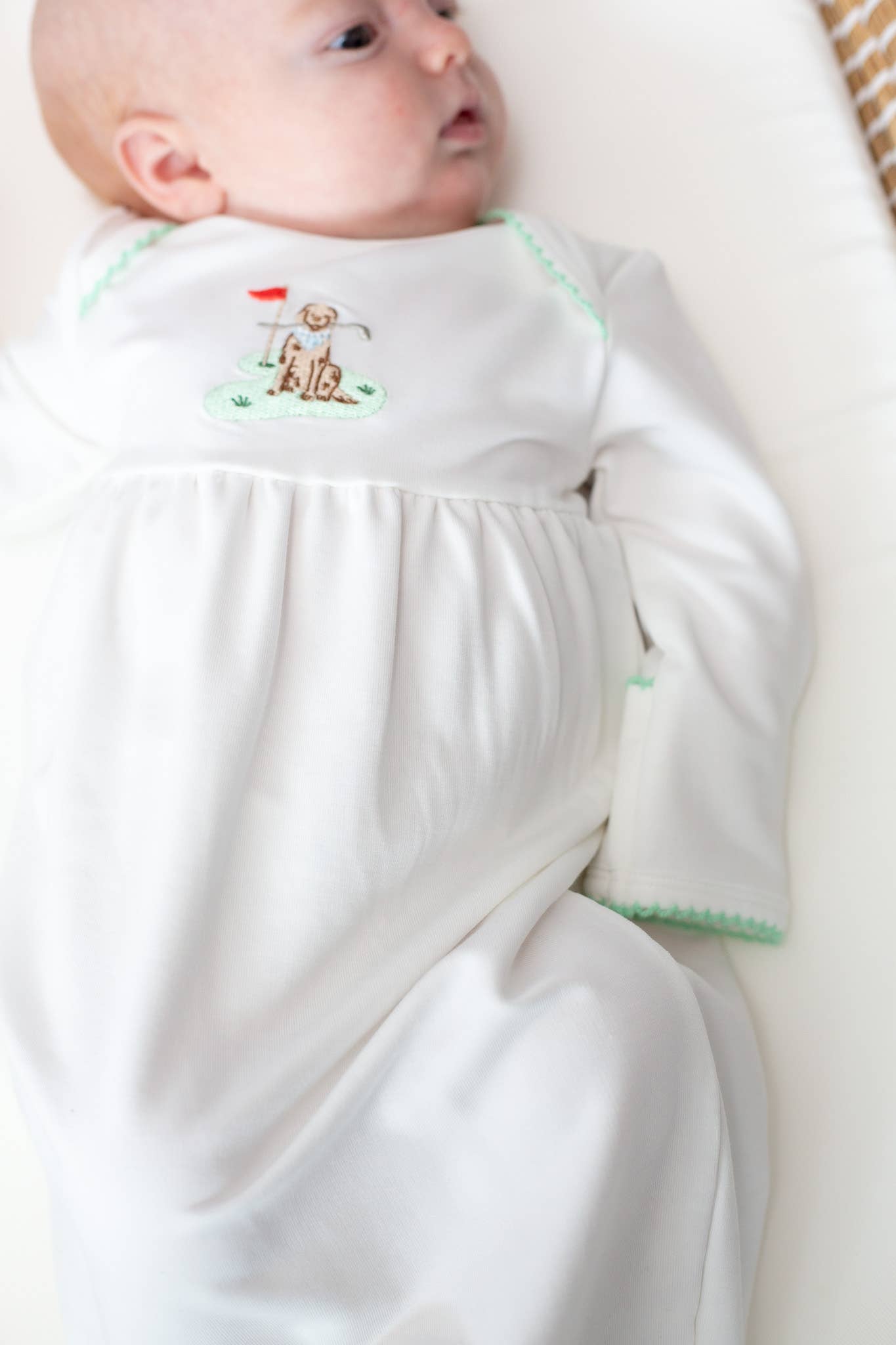 Pip Embroidered Gown - Golf Dog: 0-3 mo