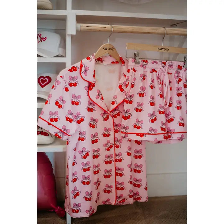 Cherry Bow Repeat Pajama Set