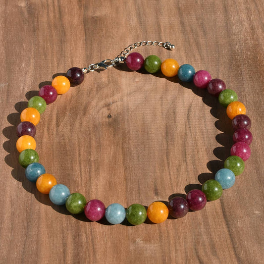 Vintage Natural Stone Crystal Beaded Necklace