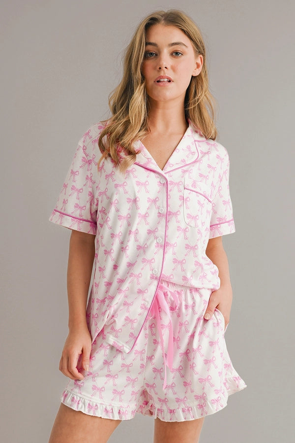 Bow Knot Pajamas Short Set