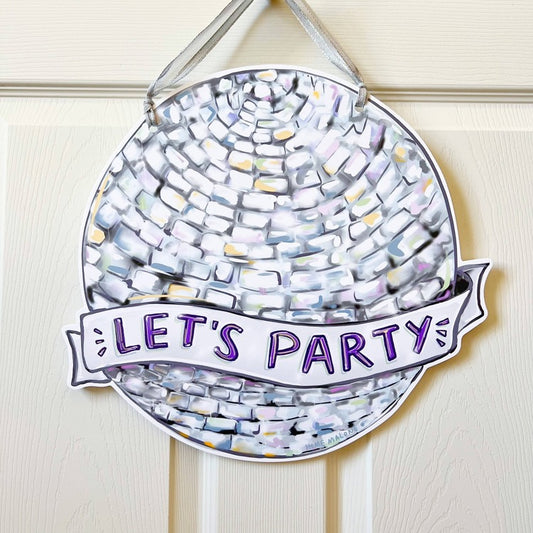 Disco Let's Go Party Door Hanger