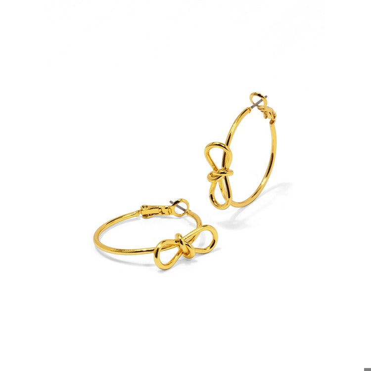 rho Knotted Bow Hoop Earrings